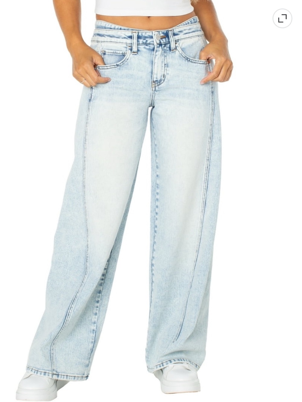 Celebrity Pink Light Wide Leg Low Rise Double Waistband Jeans Size 9/29